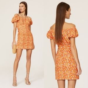 🪡 Caroline Constas Orange Calla Mini Dress, Sz XS